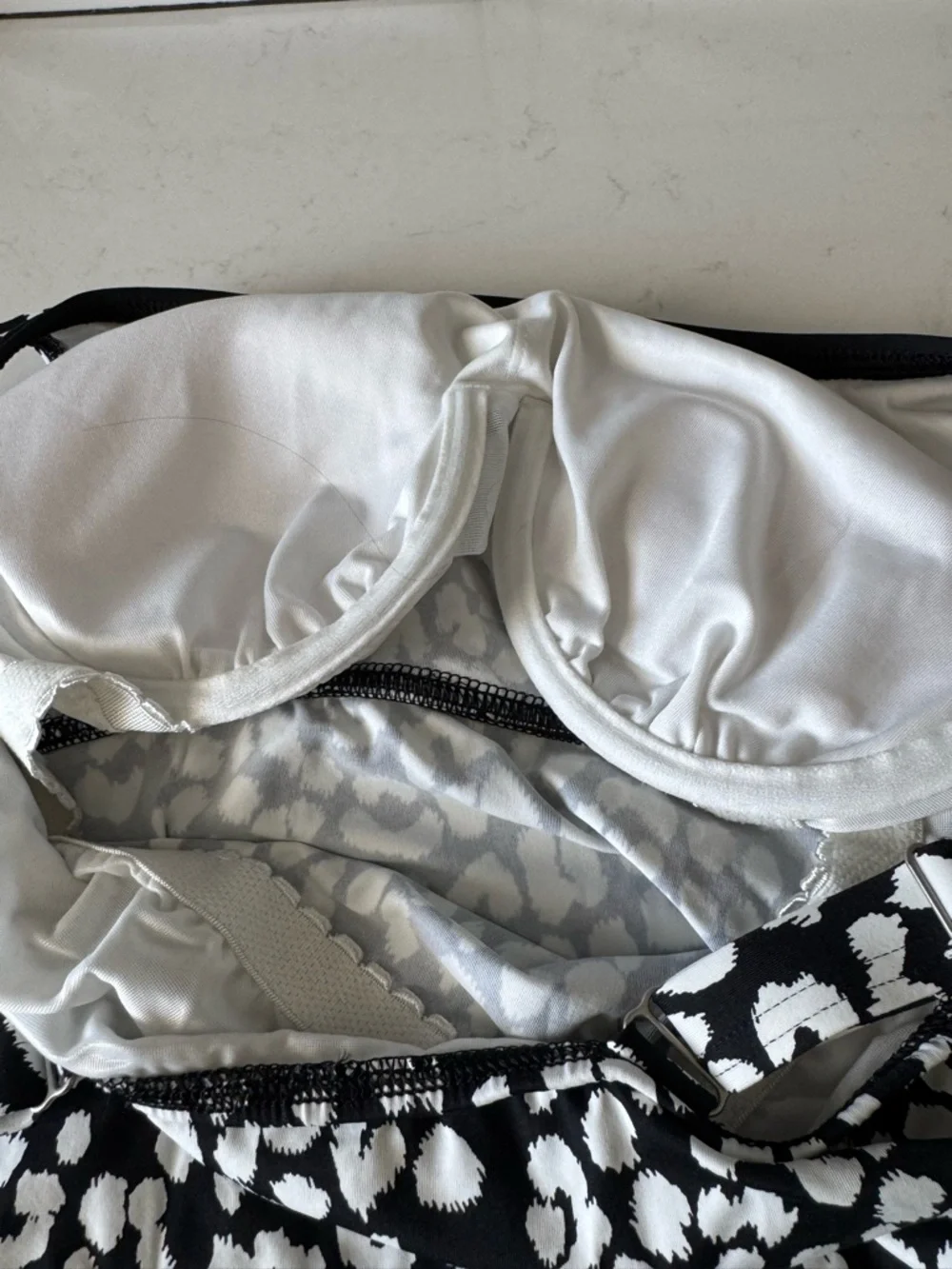 Lands' End Black and White Leopard-Print Swim Tankini - Picture 3 of 4